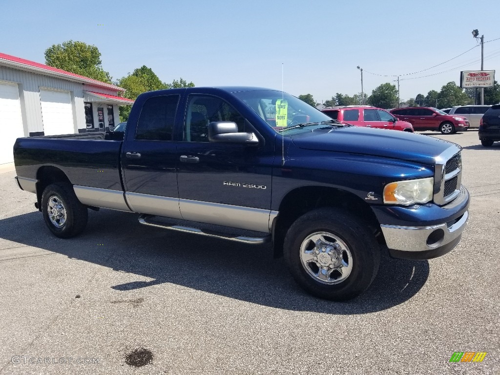 2003 Ram 2500 SLT Quad Cab 4x4 - Atlantic Blue Pearl / Taupe photo #7