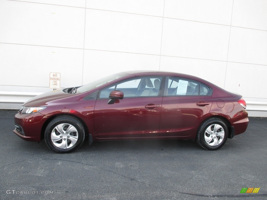 2014 Civic LX Sedan - Crimson Pearl / Beige photo #2
