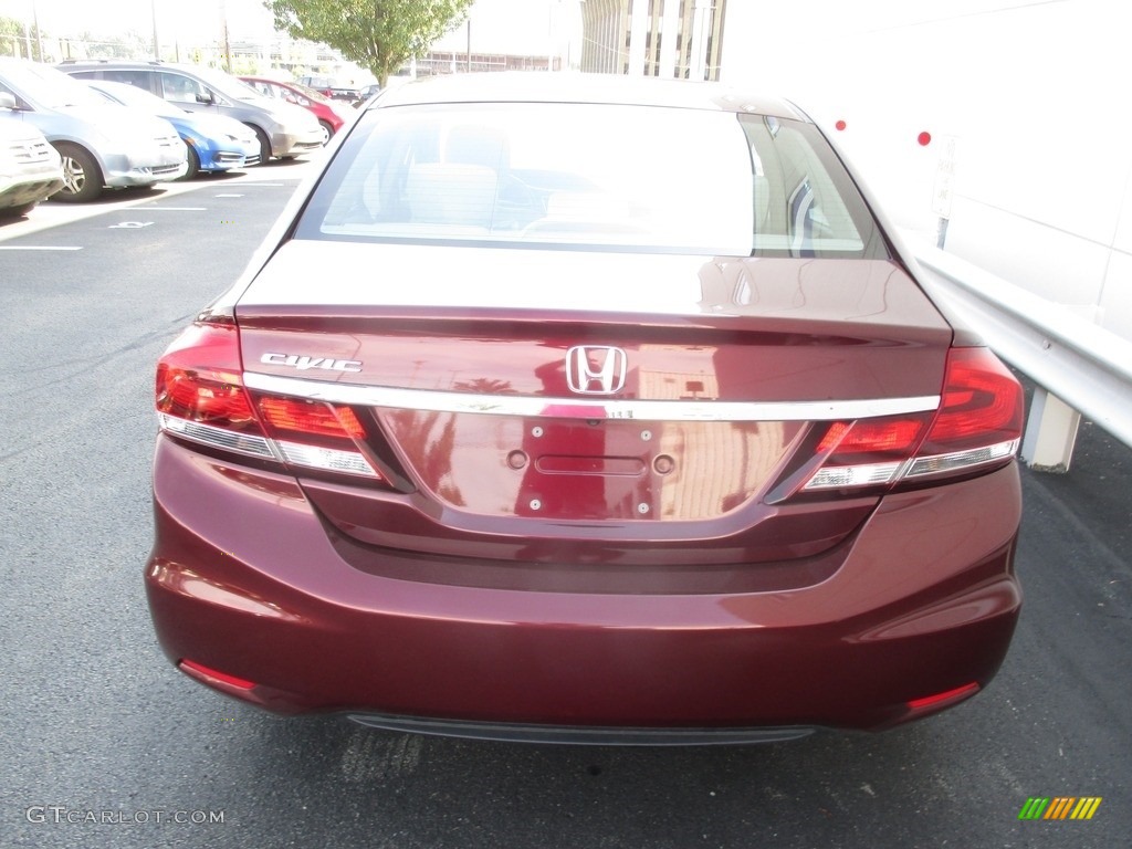 2014 Civic LX Sedan - Crimson Pearl / Beige photo #4