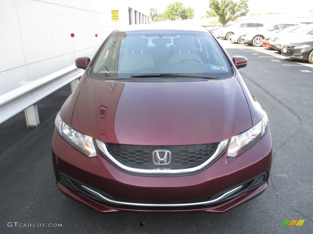 2014 Civic LX Sedan - Crimson Pearl / Beige photo #8
