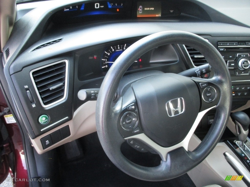 2014 Civic LX Sedan - Crimson Pearl / Beige photo #13