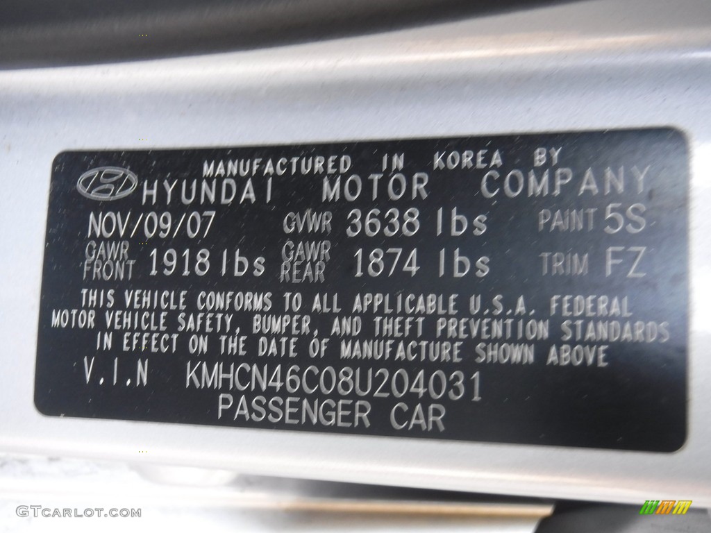 2008 Accent GLS Sedan - Platinum Silver / Gray photo #24