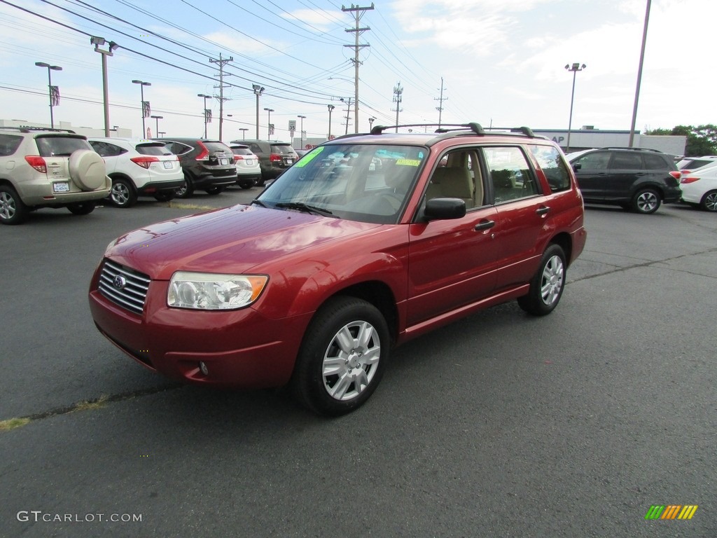 2008 Forester 2.5 X - Garnet Red Pearl / Desert Beige photo #2