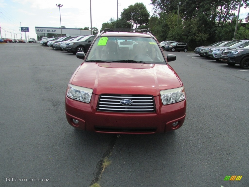 2008 Forester 2.5 X - Garnet Red Pearl / Desert Beige photo #3