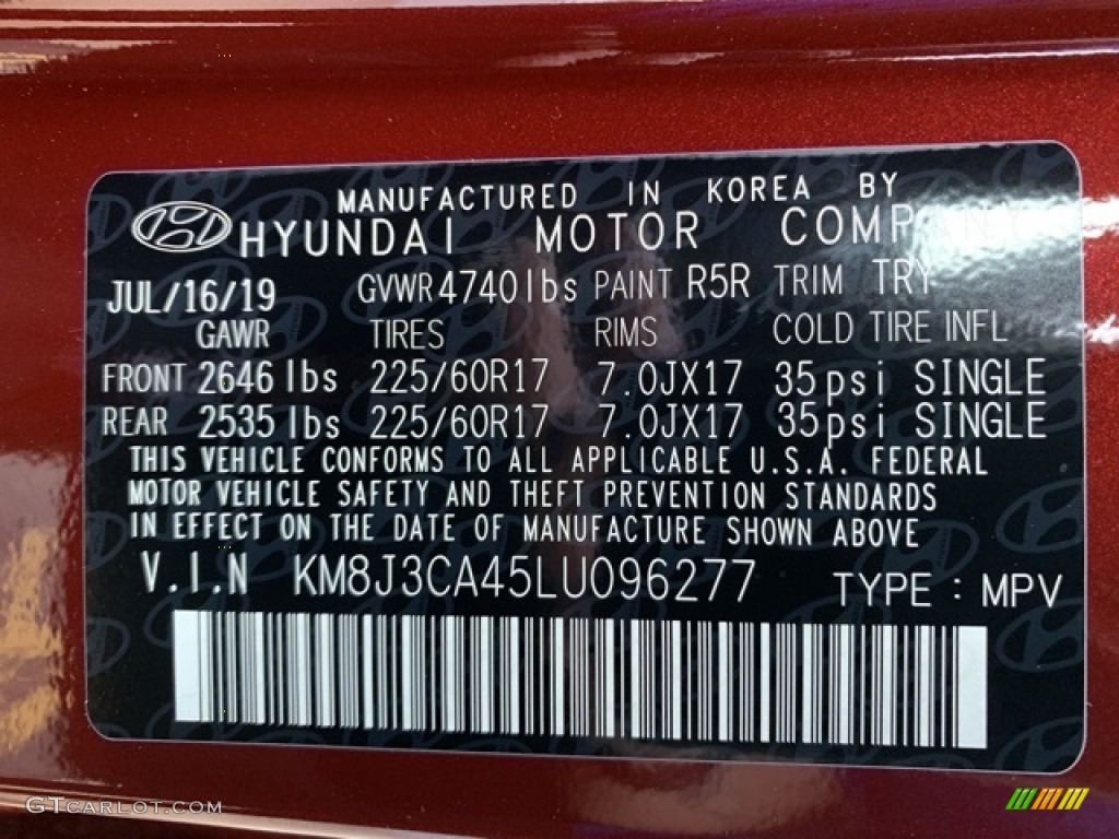 2020 Tucson Color Code R5R for Gemstone Red Photo #135157765