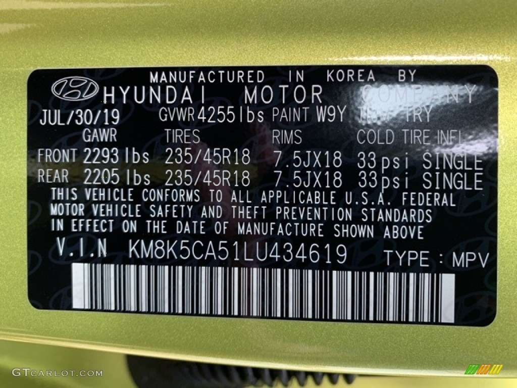 2020 Kona Color Code W9Y for Lime Twist Photo #135159700