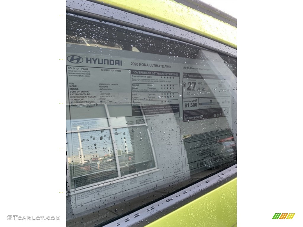 2020 Hyundai Kona Ultimate AWD Window Sticker Photo #135159784