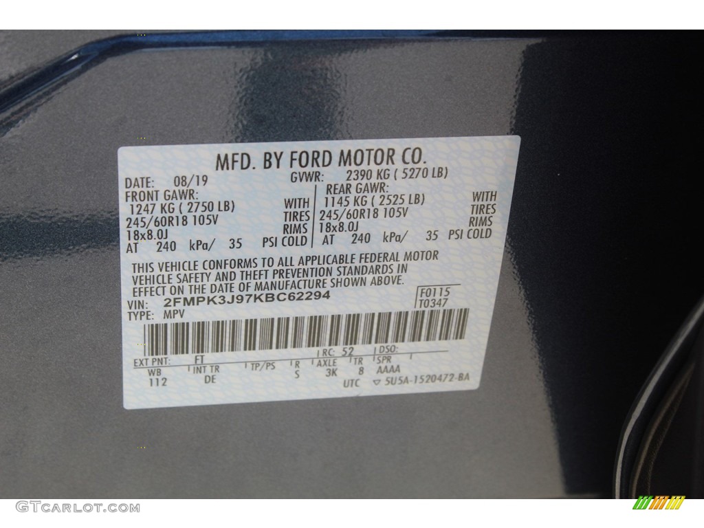 2019 Ford Edge SEL Color Code Photos