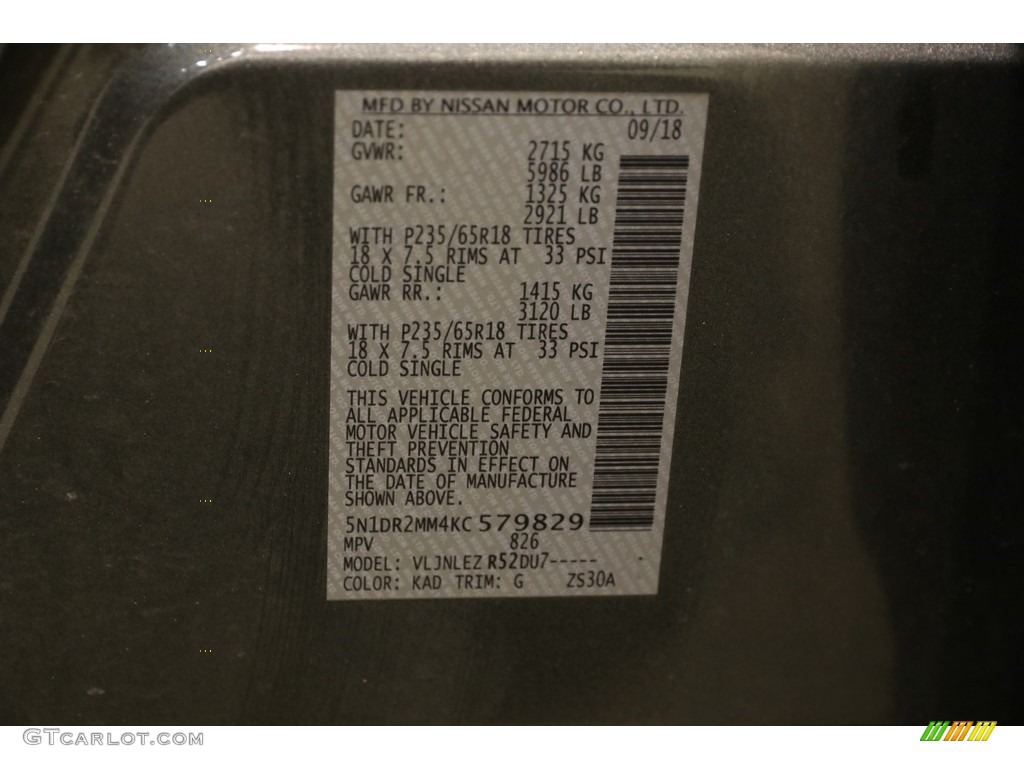 2019 Pathfinder SV 4x4 - Gun Metallic / Charcoal photo #30