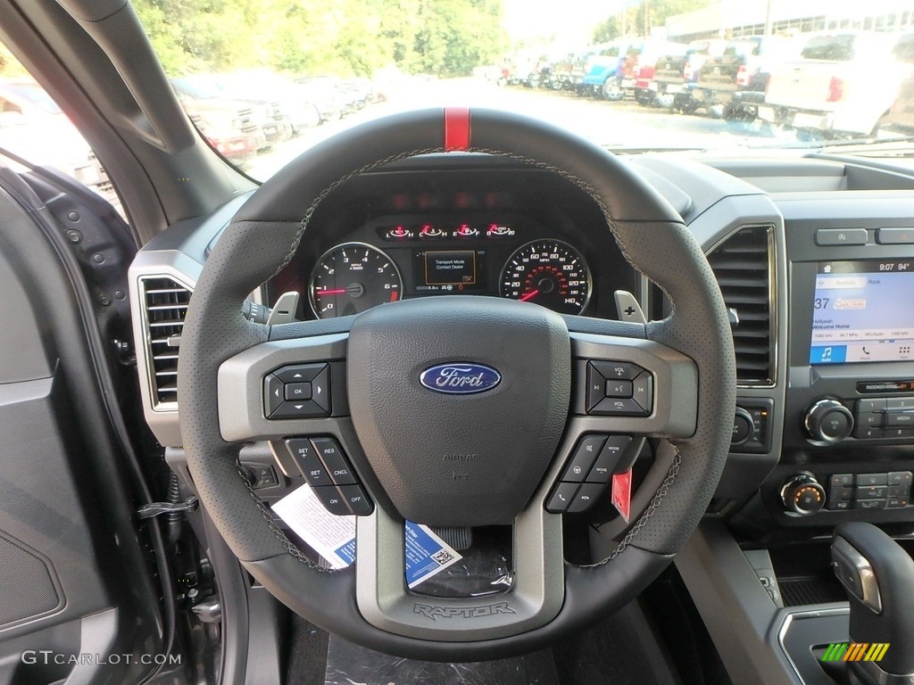 2019 Ford F150 SVT Raptor SuperCab 4x4 Black Steering Wheel Photo #135174871