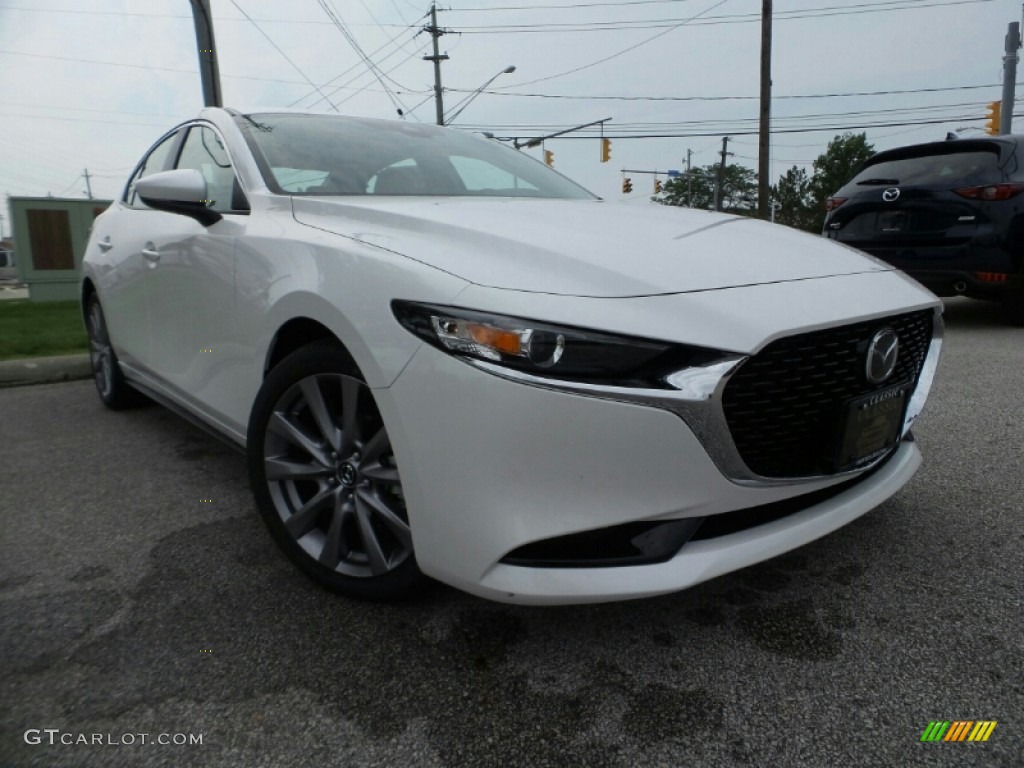 2019 MAZDA3 Preferred Sedan - Snowflake White Pearl Mica / Greige photo #1