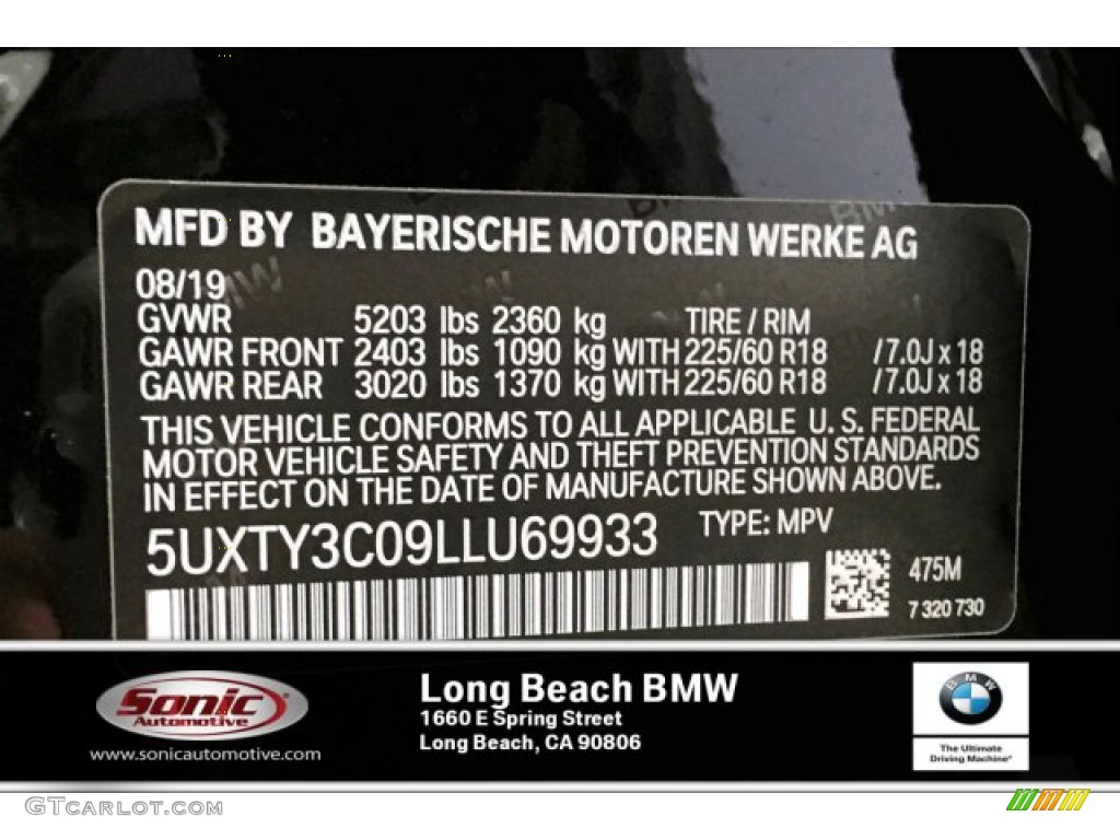 2020 X3 sDrive30i - Black Sapphire Metallic / Black photo #11