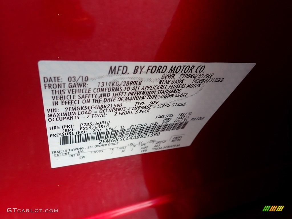 2010 Flex SEL - Red Candy Metallic / Charcoal Black photo #29