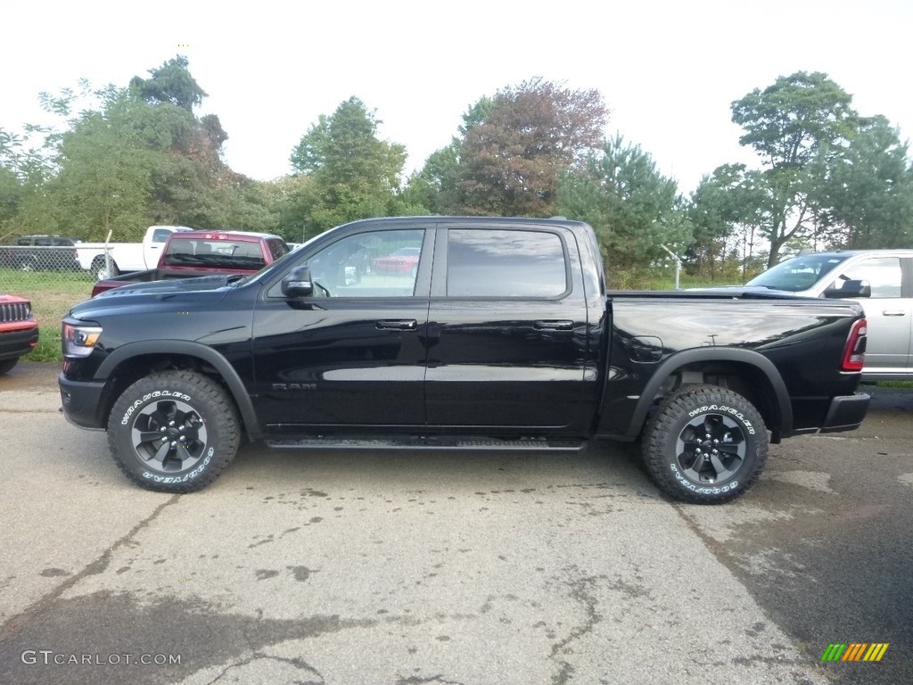 2019 1500 Rebel Crew Cab 4x4 - Diamond Black Crystal Pearl / Black/Red photo #2