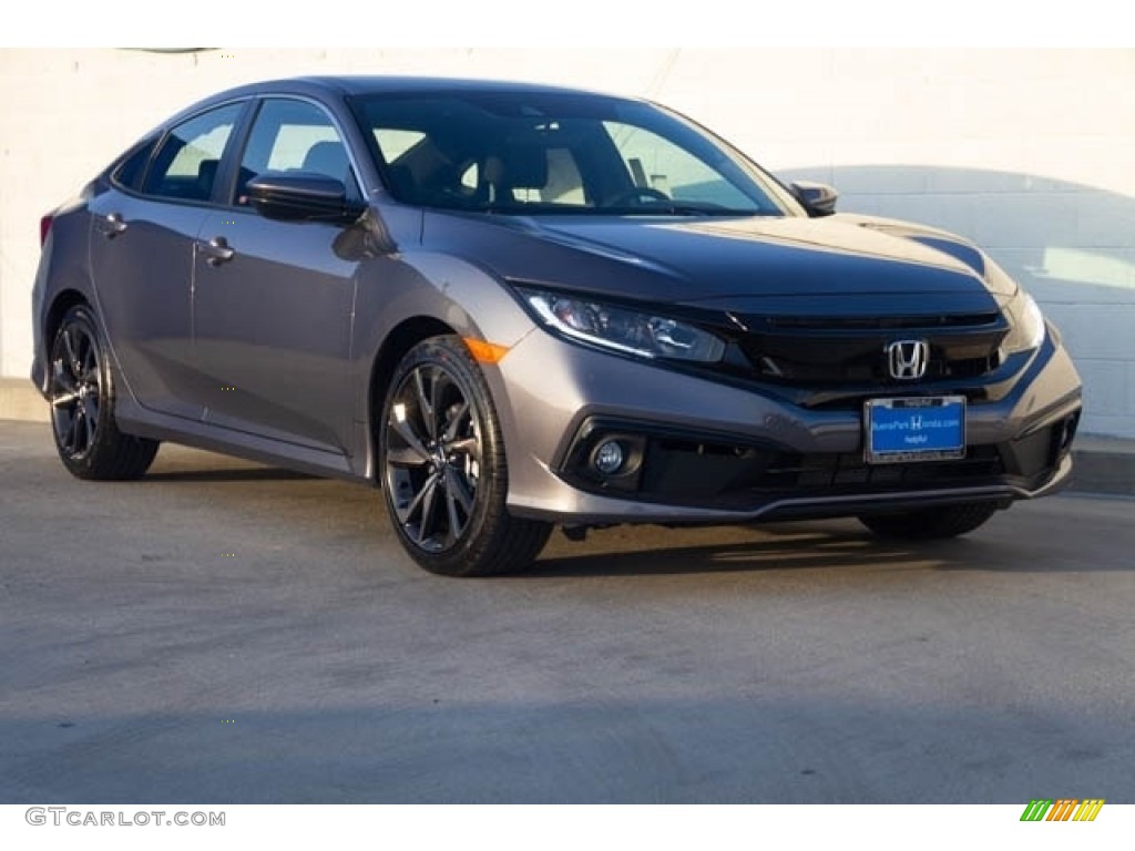 2019 Civic Sport Sedan - Modern Steel Metallic / Black photo #1