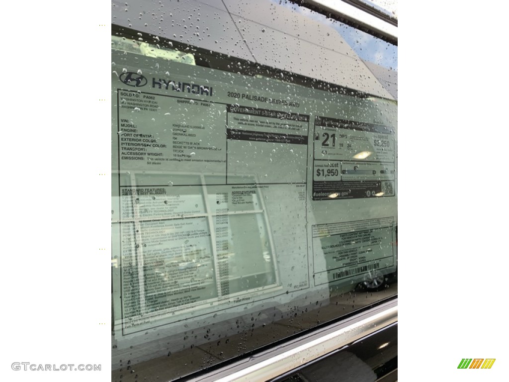 2020 Hyundai Palisade Limited AWD Window Sticker Photo #135221615