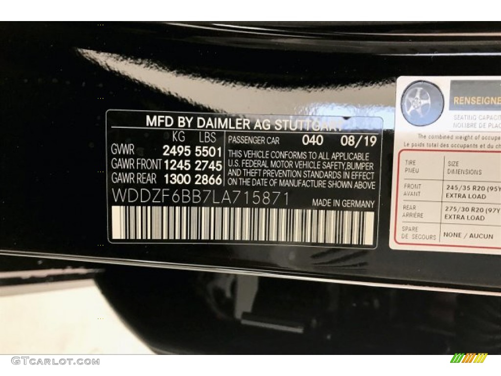 2020 E Color Code 040 for Black Photo #135227568