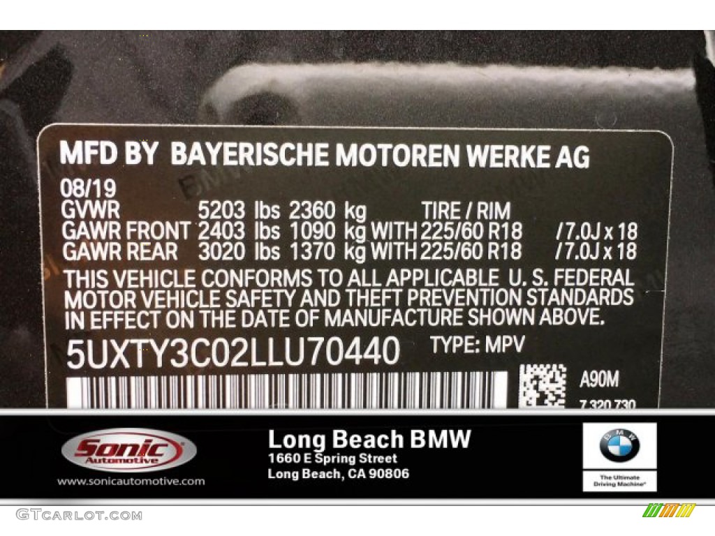 2020 BMW X3 sDrive30i Color Code Photos