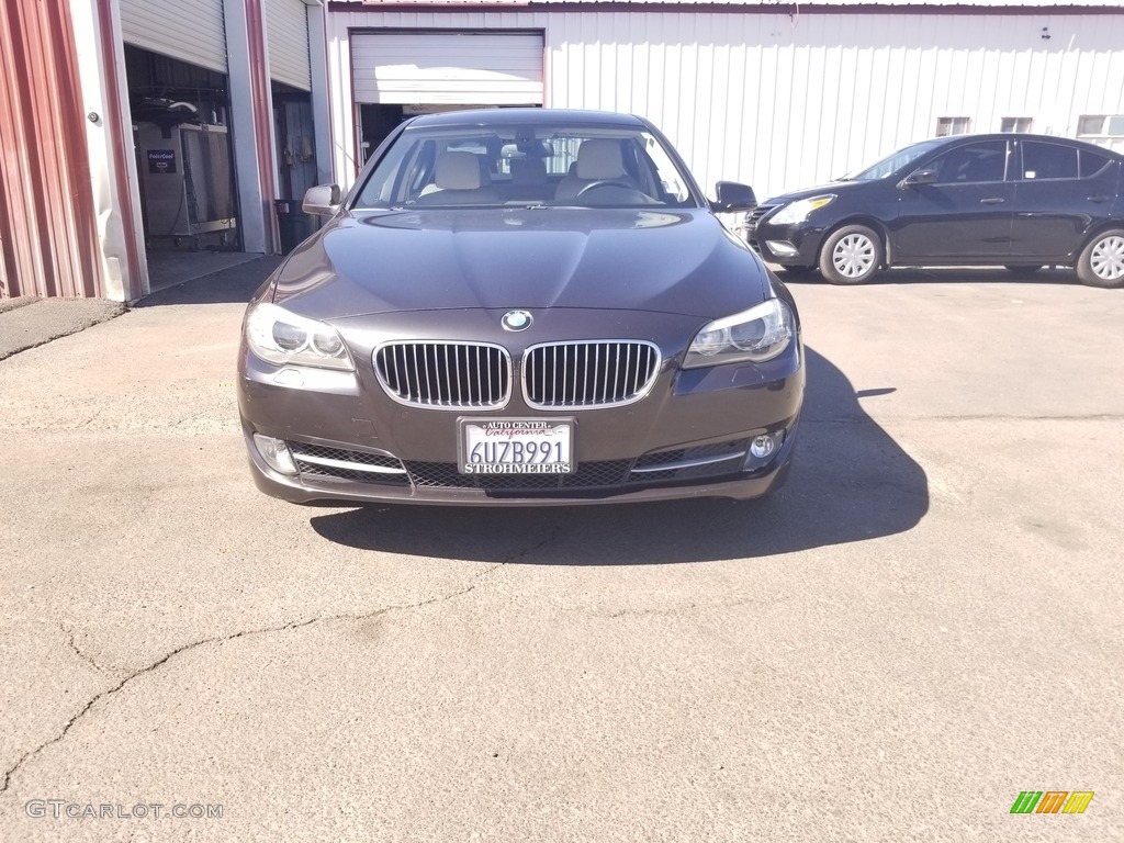 2012 5 Series 528i Sedan - Carbon Black Metallic / Oyster/Black photo #3
