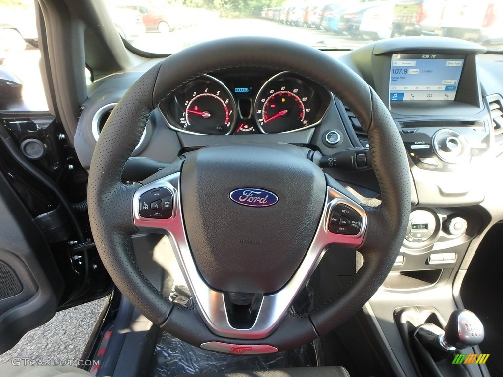 2019 Ford Fiesta ST Hatchback Smoke Storm/Charcoal Recaro Steering Wheel Photo #135240939
