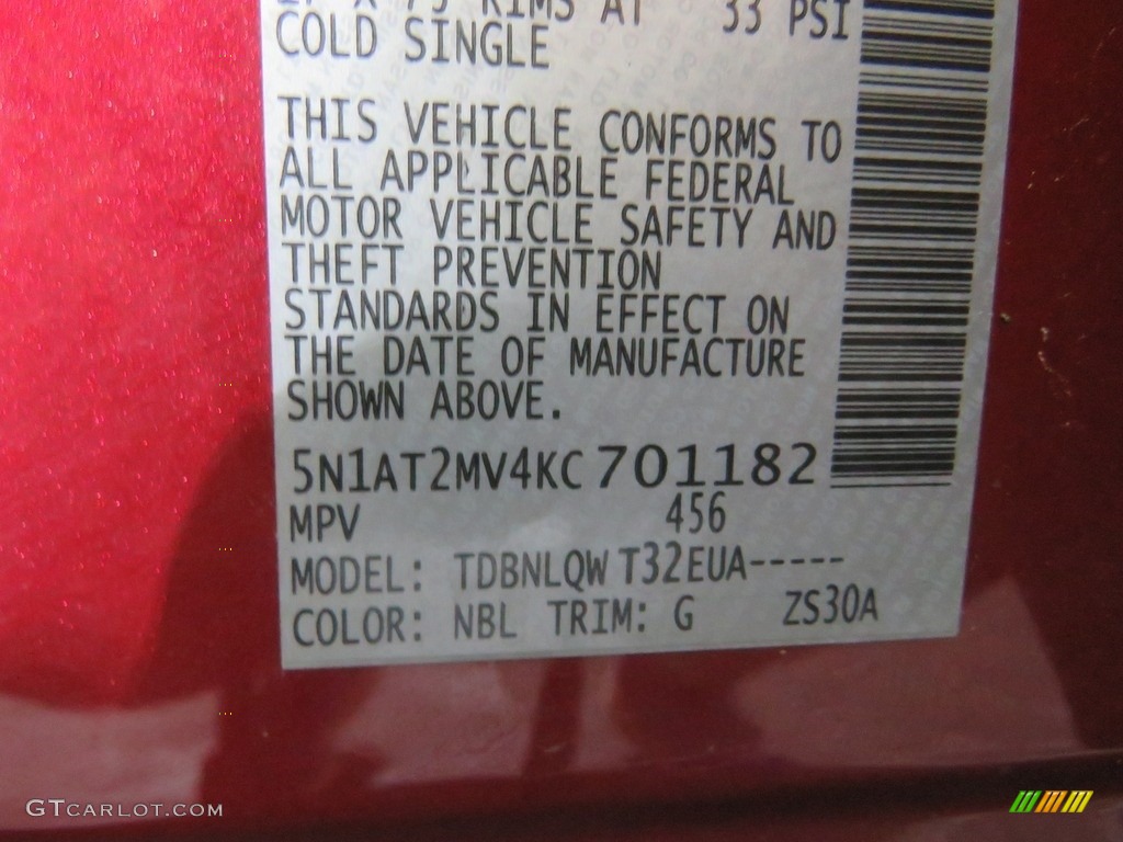 2019 Rogue SV AWD - Scarlet Ember / Charcoal photo #43