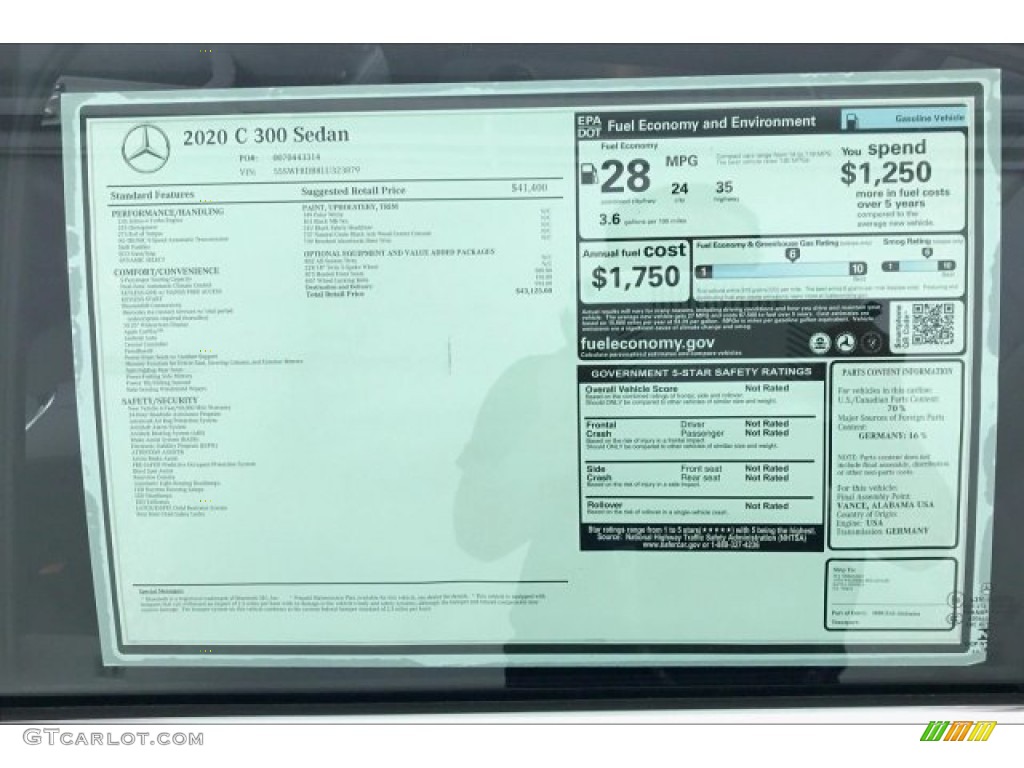 2020 Mercedes-Benz C 300 Sedan Window Sticker Photo #135247398