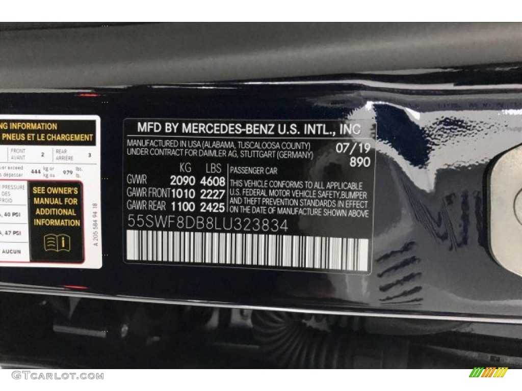 2020 C Color Code 890 for Lunar Blue Metallic Photo #135247518