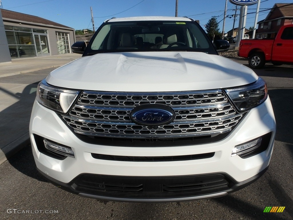 2020 Explorer Limited 4WD - Star White Metallic Tri-Coat / Sandstone photo #2