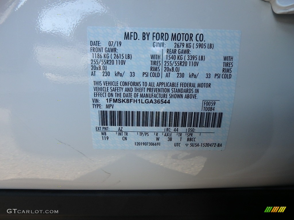 2020 Explorer Limited 4WD - Star White Metallic Tri-Coat / Sandstone photo #10