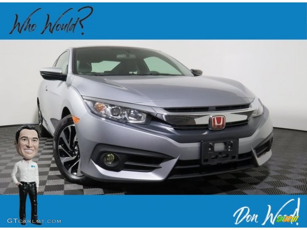 2016 Civic LX Coupe - Lunar Silver Metallic / Black/Gray photo #1