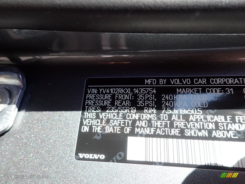 2020 XC60 T5 AWD Momentum - Osmium Grey Metallic / Charcoal photo #11