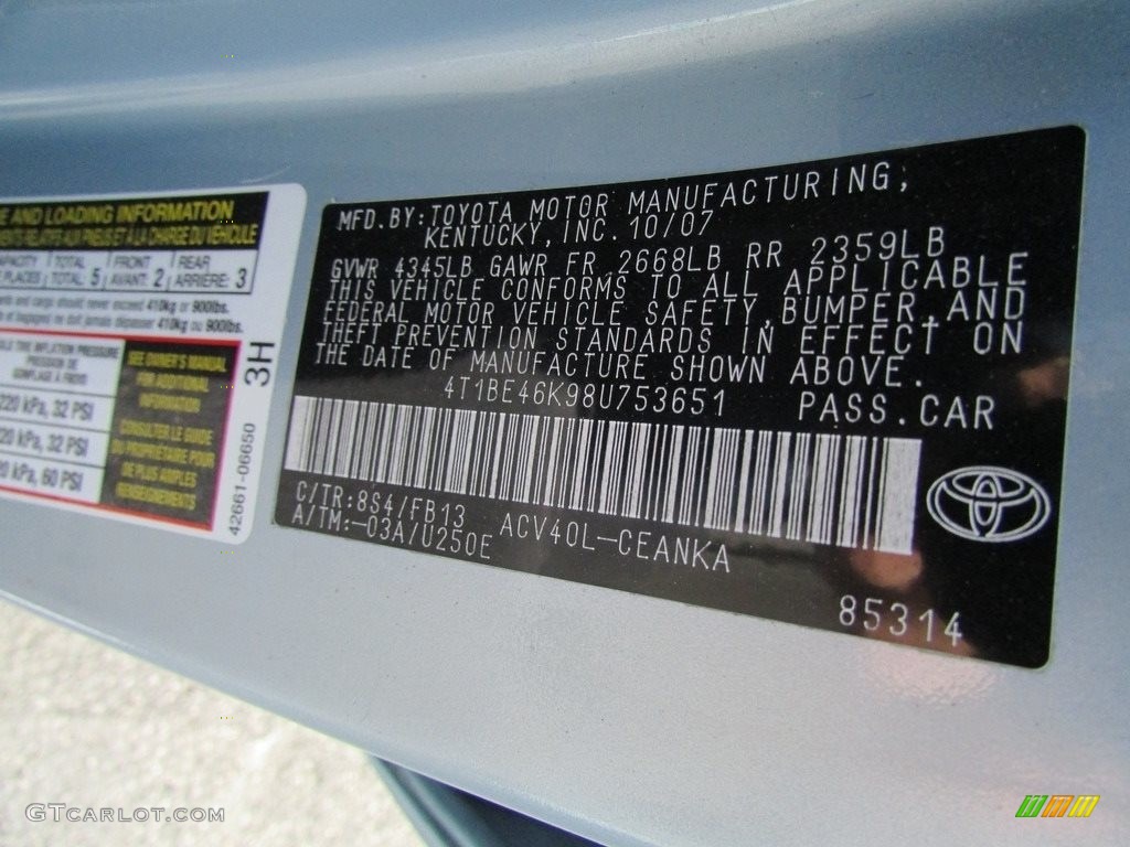 2008 Camry LE - Sky Blue Pearl / Ash photo #28