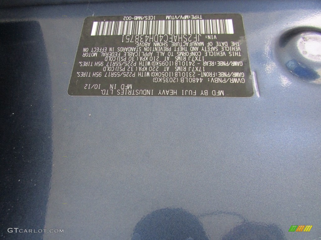 2013 Forester 2.5 X Limited - Marine Blue Pearl / Black photo #31