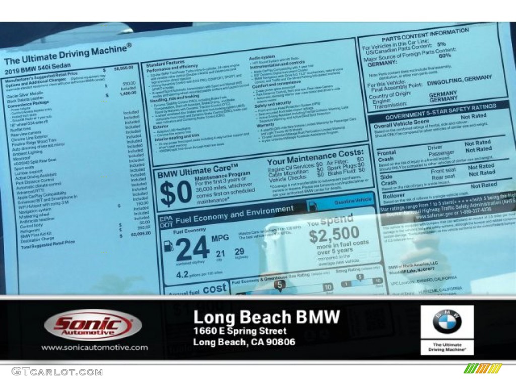 2019 5 Series 540i Sedan - Glacier Silver Metallic / Black photo #11