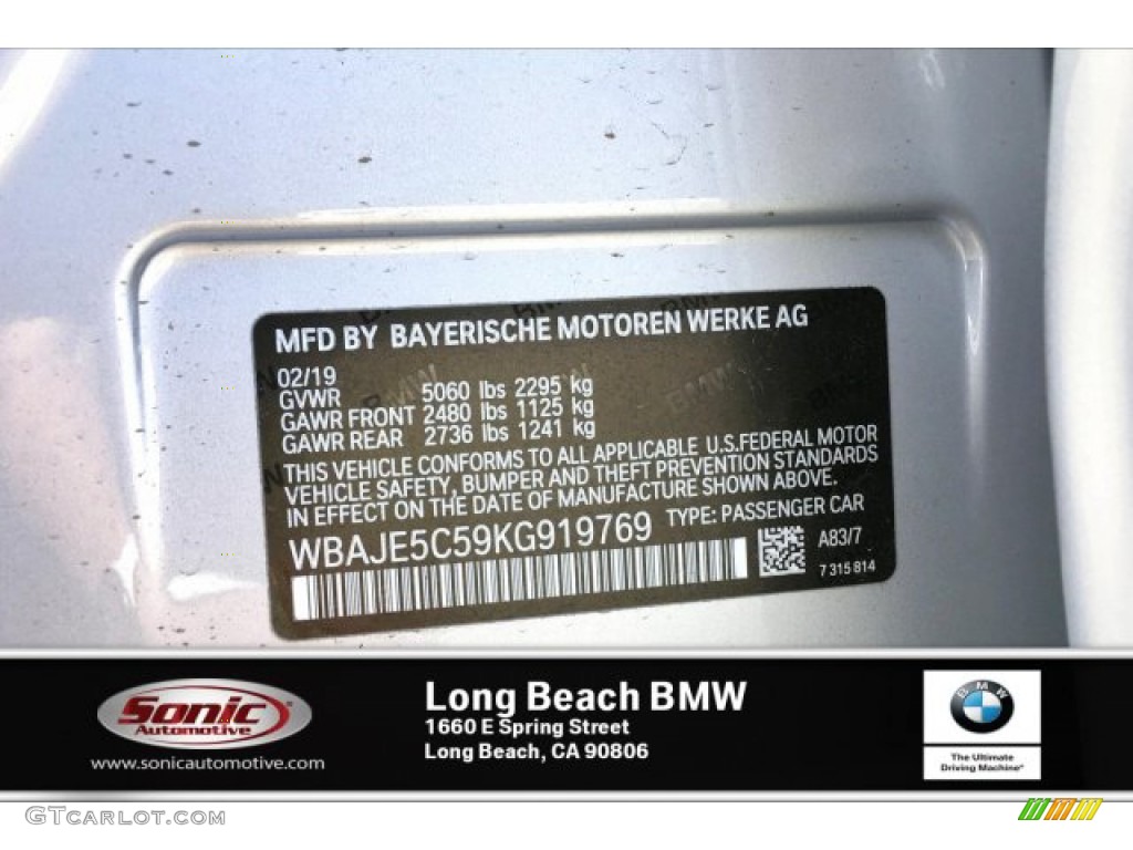2019 5 Series 540i Sedan - Glacier Silver Metallic / Black photo #12