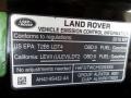 Info Tag of 2010 Range Rover HSE