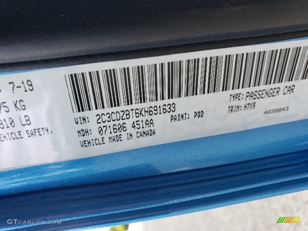 2019 Challenger Color Code PQD for B5 Blue Pearl Photo #135304715