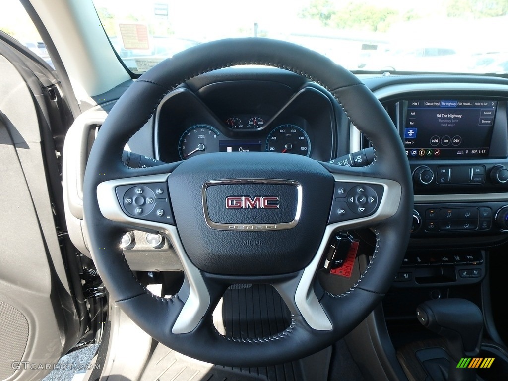 2020 GMC Canyon Denali Crew Cab 4WD Jet Black Steering Wheel Photo #135305732