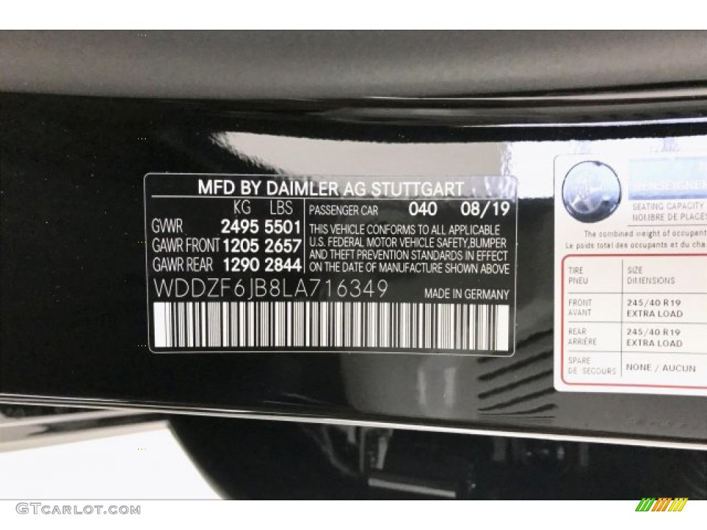 2020 E Color Code 040 for Black Photo #135308881
