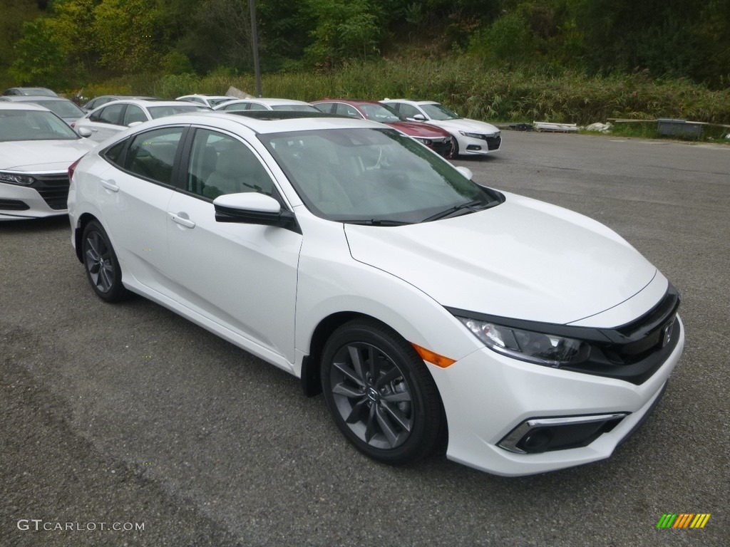 Platinum White Pearl 2019 Honda Civic EX Sedan Exterior Photo #135317668