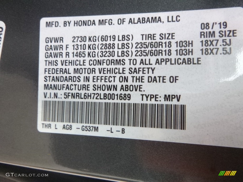 2020 Odyssey Color Code G537M for Forest Mist Metallic Photo #135318034