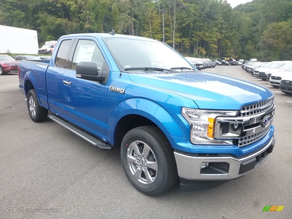 2019 F150 XLT SuperCab 4x4 - Velocity Blue / Earth Gray photo #3