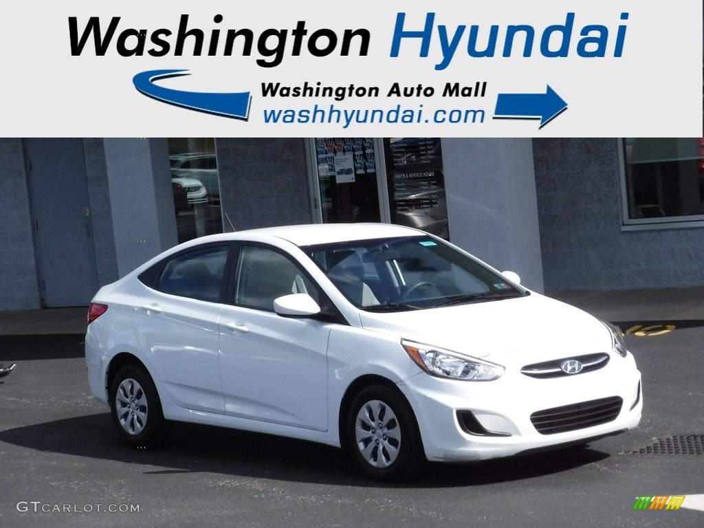 2016 Accent SE Sedan - Century White / Gray photo #1