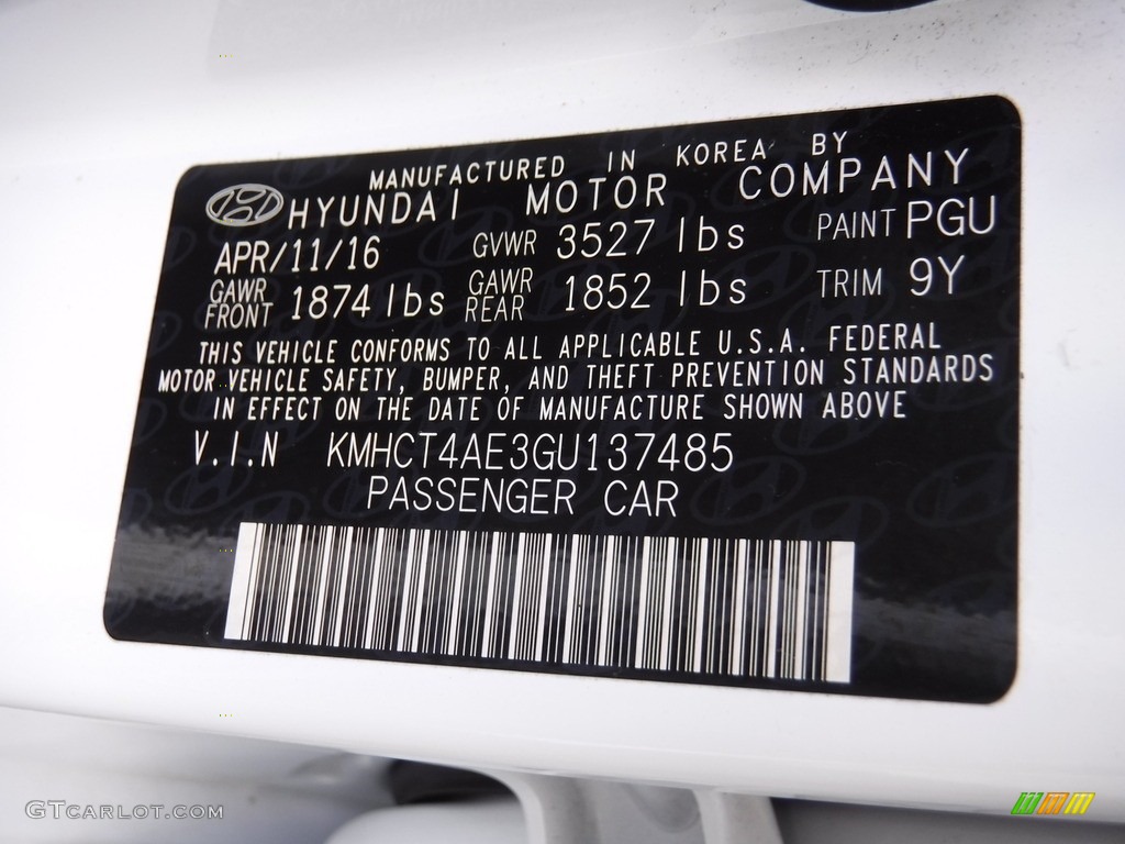2016 Accent SE Sedan - Century White / Gray photo #24