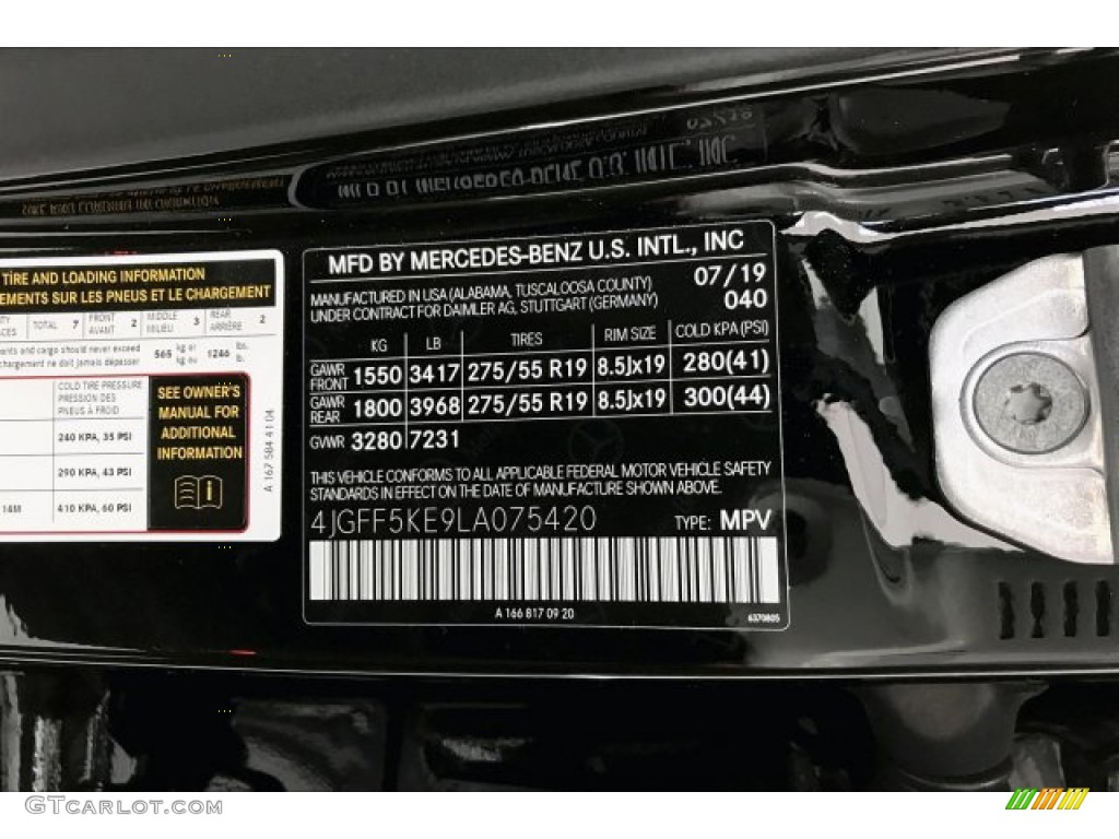 2020 GLS Color Code 040 for Black Photo #135346819