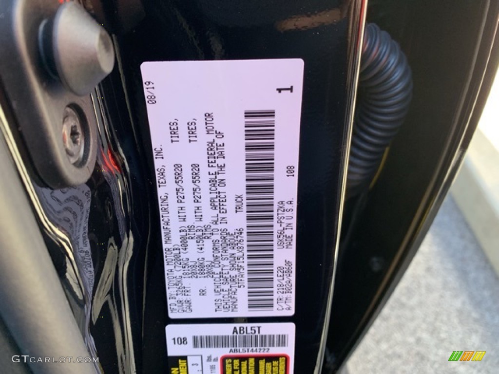 2020 Tundra Color Code 218 for Midnight Black Metallic Photo #135352724