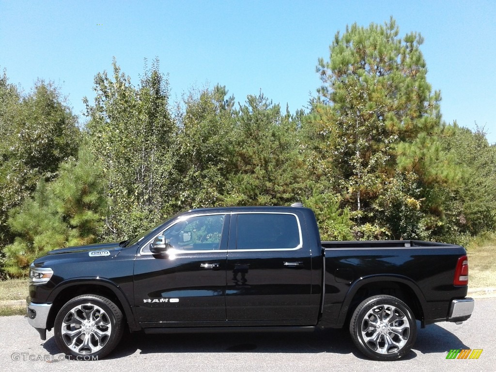 2020 1500 Longhorn Crew Cab 4x4 - Diamond Black Crystal Pearl / New Saddle/Black photo #1