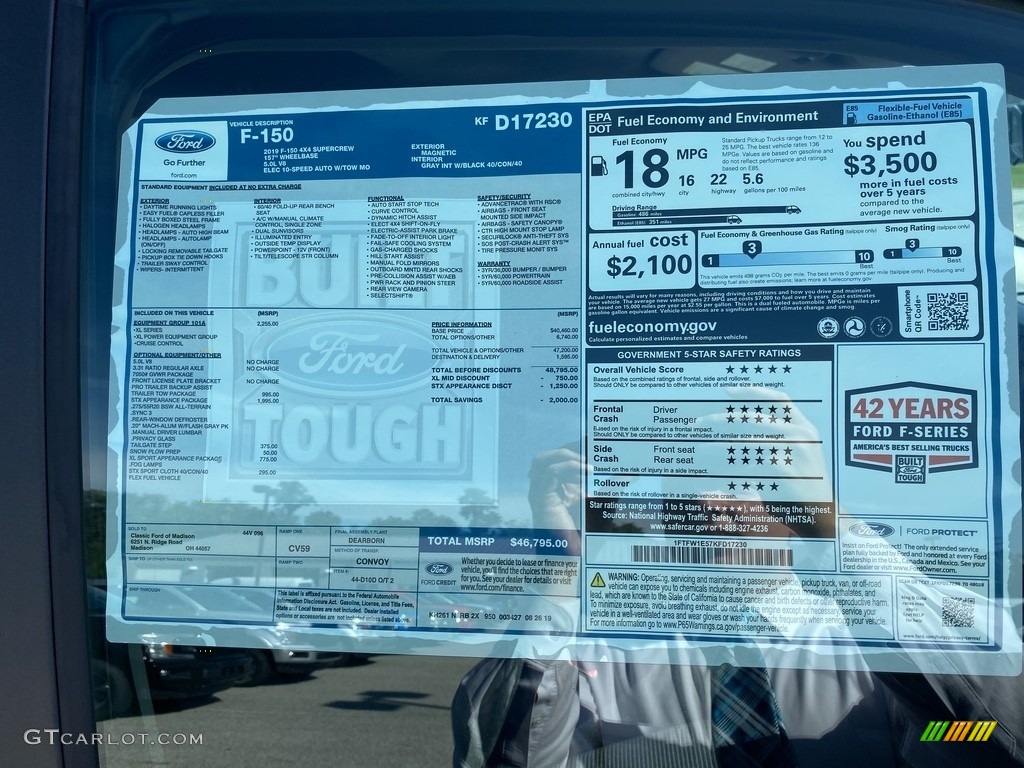 2019 Ford F150 STX SuperCrew 4x4 Window Sticker Photo #135356102