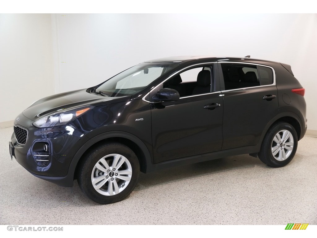 2017 Sportage LX AWD - Black Cherry / Black photo #3