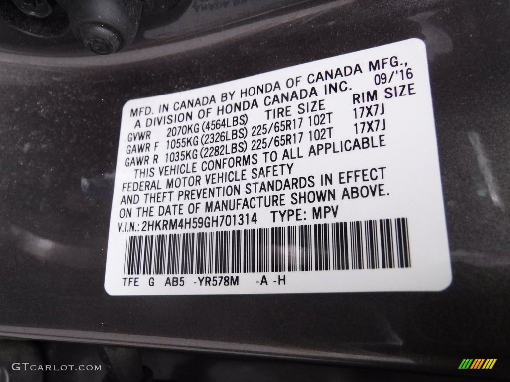 2016 CR-V EX AWD - Modern Steel Metallic / Black photo #24